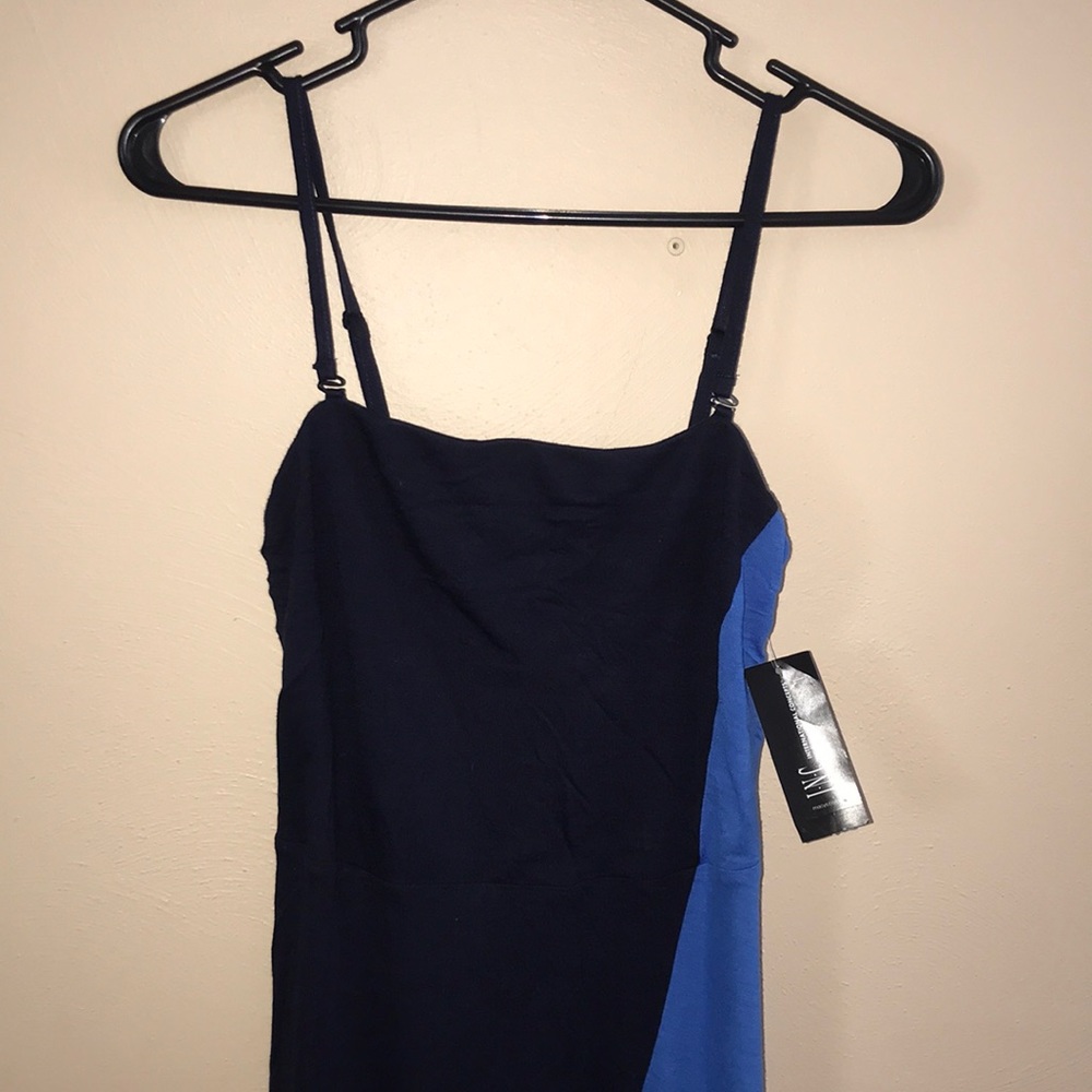 INC Navy and Light Blue Maxi Dress with Tags